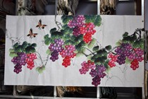 Meiqi Painting Academy four feet 1 4*0 7 meters grape fruitful harvest Chinese painting calligraphy painting pure hand-painted horizontal and vertical fruit