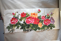 Meiqi Painting Academy Small six feet 1 8*0 7 meters Peony pure hand-painted Chinese painting calligraphy and painting commercial painting Zhang Langbo Peony