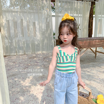 Jasmine girls camisole outside wear clothes Western style cotton baby bow suspender cross Hyuna net red vest