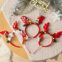 Santa Claus head hoop deer horned hair clip Kindergarten Childrens baby hair hoop festive dress with luminous little gift headwear