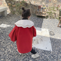 South Korean childrens clothes girls great clothes senior feel winter dress female baby medium long style thickened jacket High quality New Years Eve