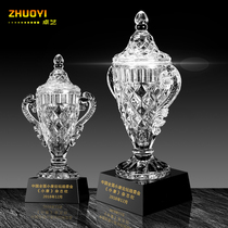 Creative large champion crystal trophy Custom-made Excellent staff Company competition Sports games Ball game awards