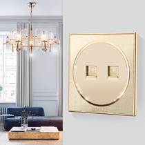 Round 86 concealed wall socket panel two computer socket dual computer socket 3D brushed champagne gold