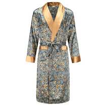 Silk Sleeping Robes Mens Summer Thin bathrobes Big code ice silk Sleeping mens all-in-one personality Home Clothing Spring Autumn Tide