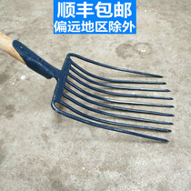 Fork Agricultural steel fork Cow dung fork grass steel tools Farm tools Iron solid large turning ground