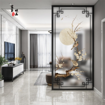 New Chinese art glass screen partition background wall shoe cabinet wine cabinet frosted light transparent double-sided entrance glass