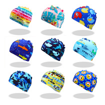 2018 New Cartoon children swimming cap baby comfortable fabric cute swimming cap for boys and girls cloth cap quick drying and breathable