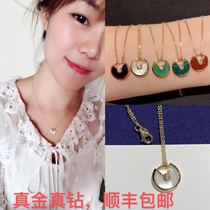 Amulet necklace 18K gold rose gold female pendant black red agate chalcedony white fritillary clavicle chain customization