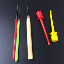 Hair extension tool wig hair extension plastic crochet beaded wooden handle crochet spring crochet seamless hair extension auxiliary
