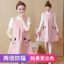 Mobile phone computer work office workers protective radiation-proof clothes Belly Bib summer maternity dress two-piece suit autumn