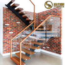 King Earl Stairs Customized Rotating Loft Steel Wood Duplex Apartment Indoor Home Floating Step Light Glass Guardrail