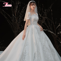 Satin wedding dress 202021 new tailing Mori Super fairy dream high end simple temperament little man bride dress