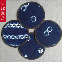 Tie-dye round coasters Yunnan Dali Bai nationality handmade characteristic decorative cloth tea accessories small coasters water-absorbing heat insulation pad