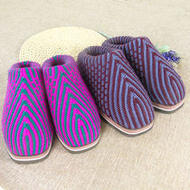 2021 new winter handmade wool knitting home warm non-slip wool slippers wool cotton shoes dowry finished products