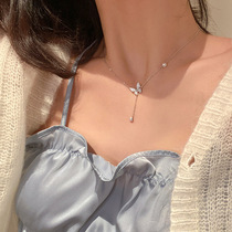 Ottles discount store light extravagant and small crowddesign senses body 925 silver butterfly necklace new advanced collarbone chain
