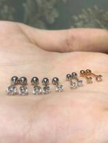 18K real gold real diamond 2 points 3 points 5 points 10 points 15 points 20 points diamond stud earrings ear bone female screw earrings
