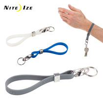 Naai NiteIze adjustable silicone elastic key lanyard anti-lost key chain S buckle key hand ring wrist strap