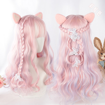 Fen Ner Harajuku soft sister lolita long curly hair rainbow color cute girl cute girl cos wig spot