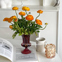 Shinymomo French Retro Vintage Glass Vase ins Blogger Living Room Orbents Creative Spot Vase