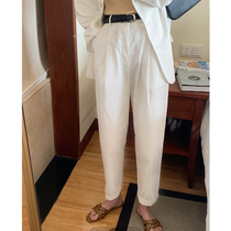 fayeye homemade suit pants womens 2021 summer new loose straight pants wild high waist thin white pants