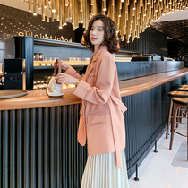 Small Suit Jacket Woman 2022 Spring Dress New Fashion Collection Waist Display Slim medium long style Loose Temperament Western Suit Blouse