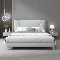 Bed Italian light luxury leather bed small apartment master bed Nordic leather bed 1 8 modern simple double high-end queen bed