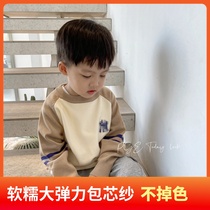 2022 Spring Clothing Thin children sweaters male and female child hit bottom line clothes elastic sleeve head thin embroidered striped stitch sweatshirt