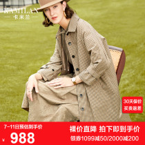 CarMilan Casual Windjersey Woman 2022 Spring Autumn Season New Gig Birds Gagger Coat Loose Medium Long 90% Sleeve Jacket