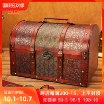 Wooden box large retro with lock password box finishing storage box household toy storage treasure box small box box