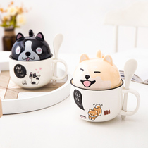  Cute cute girl large capacity coffee mug personality creative trend couple ceramic cup with lid spoon