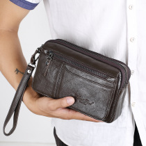 Mens bag Mens handbag Leather soft leather clutch Mens business large capacity clutch Casual double zipper