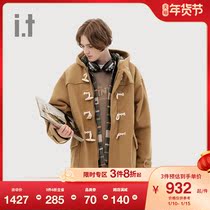 it :CHOCOOLATE Mens Hooded Jacket 2021 Winter New Vintage Horn Buckle Coat 7362XWH