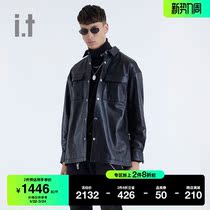 It izzue mens jacket winter personality trend shirt fit symmetrical pocket 8143W9D