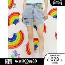 it ccaabb womens denim shorts 2021 summer new sweet vitality hole design 1121S1MG