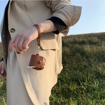 Korea ins autumn and winter caramel color leather airpods pro protective cover 1 2 generation wireless Bluetooth headset soft case