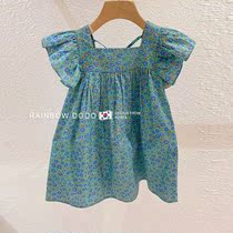 Girls floral dress Korean childrens clothing 2021 summer new little girl Philippine Princess vest skirt Joker tide