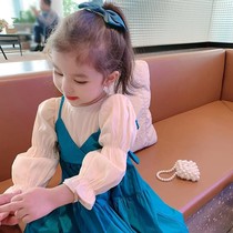 Girl 2021 autumn new fake two-piece dress female baby long sleeve princess dress autumn dress little girl skirt tide