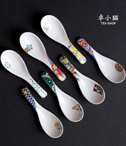 Japan imported Jiu Gu Jiu Jiu retro style Auspicious Crane Japanese ceramic tableware spoon spoon soup spoon rice spoon