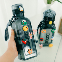 Summer drop-resistant large-capacity water cups for men and women students sports portable plastic cups Simple ins cute casual cups