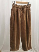 Casual women's 2021 early autumn new casual elastic waist retro corduroy slim pants women's pants