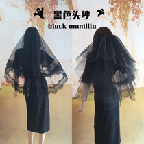 Black veil lolita double cosplay custom long goth Loli minimalist short puffy Pearl