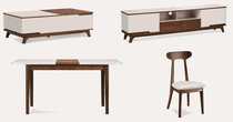 Left and right 9106 Coffee table TV cabinet Dining table 4 dining chairs Deposit