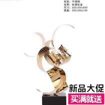 Hotel modern Guangdong model room Abstract new sculpture soft decoration Simple electroplated gold ornaments Stainless steel