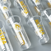 90 caliber milk tea cup disposable juice with lid 500 700mlPP blister Cup custom logo commercial