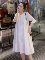 Korean pregnant women summer chiffon dress summer thin net red suit fashion 2021 new summer skirt