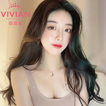  Vivian wig Medium long hair full real hair Lace hand-woven wavy curls Full headgear natural middle partial points V306