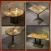 Retro bar Cafe Fast food table Western restaurant Dining table Long table Milk tea round table Small square table Snack bar Dining table and chair