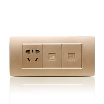 Chint Electric Electric 118 NEW5D Gold Champagne Three One Plug Phone Computer Switch Socket Panel