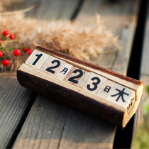 Creative DIY pure handmade log small calendar personality retro wooden home decoration ornaments ins Wind shooting props
