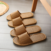 Wooden floor soft men's simple summer rattan mat rattan woven rattan woven slippers women's summer household sweat cool